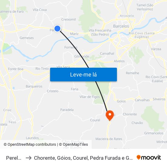 Perelhal to Chorente, Góios, Courel, Pedra Furada e Gueral map