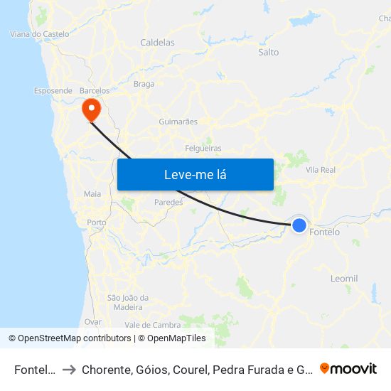 Fontelas to Chorente, Góios, Courel, Pedra Furada e Gueral map
