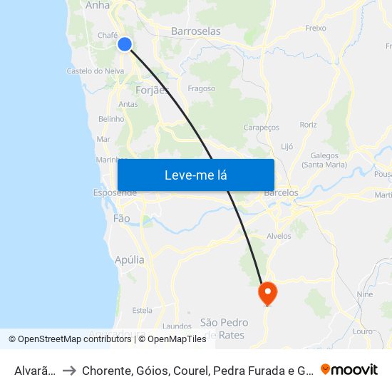 Alvarães to Chorente, Góios, Courel, Pedra Furada e Gueral map