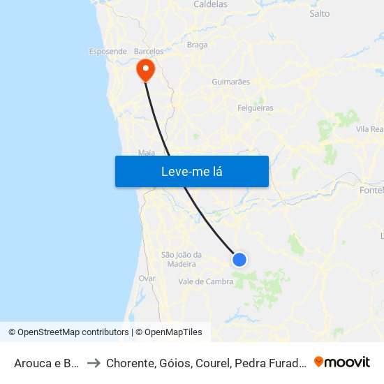 Arouca e Burgo to Chorente, Góios, Courel, Pedra Furada e Gueral map