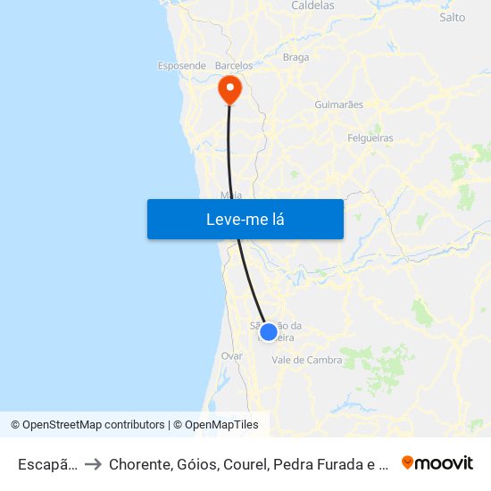 Escapães to Chorente, Góios, Courel, Pedra Furada e Gueral map