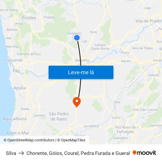 Silva to Chorente, Góios, Courel, Pedra Furada e Gueral map