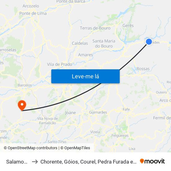 Salamonde to Chorente, Góios, Courel, Pedra Furada e Gueral map