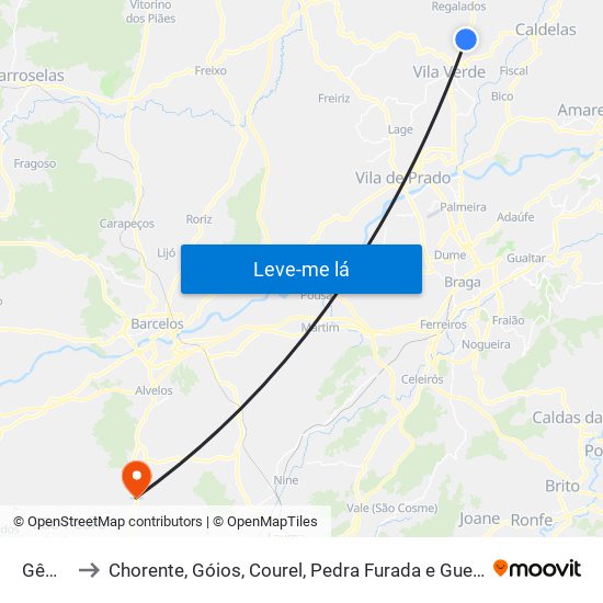 Gême to Chorente, Góios, Courel, Pedra Furada e Gueral map