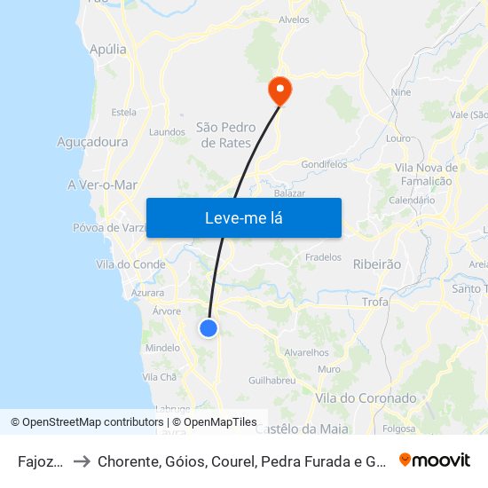 Fajozes to Chorente, Góios, Courel, Pedra Furada e Gueral map