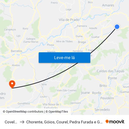 Covelas to Chorente, Góios, Courel, Pedra Furada e Gueral map