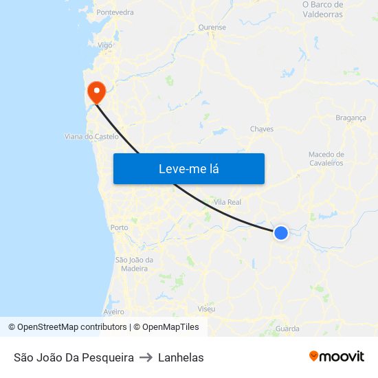 São João Da Pesqueira to Lanhelas map