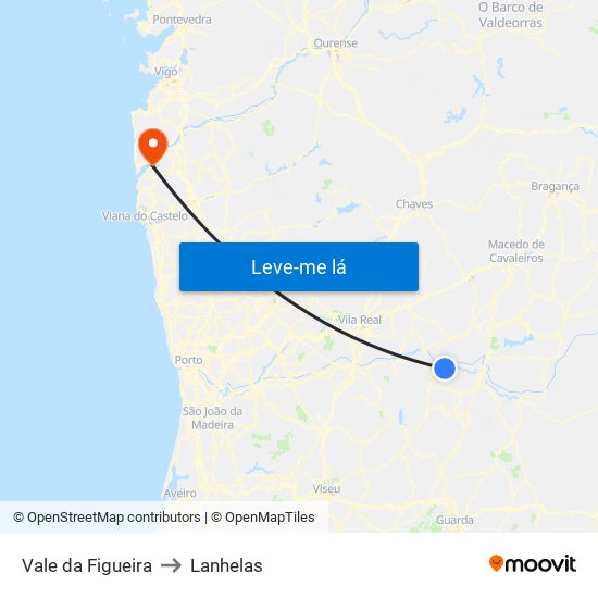 Vale da Figueira to Lanhelas map