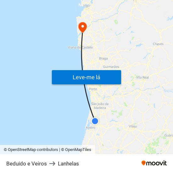 Beduído e Veiros to Lanhelas map