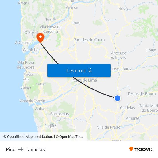 Pico to Lanhelas map
