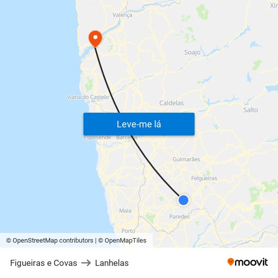 Figueiras e Covas to Lanhelas map