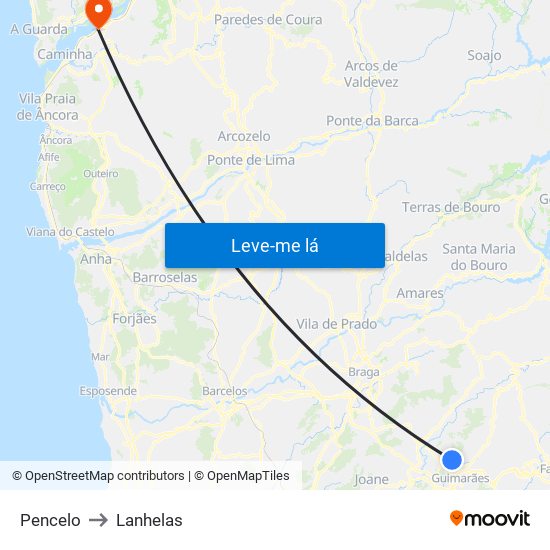 Pencelo to Lanhelas map