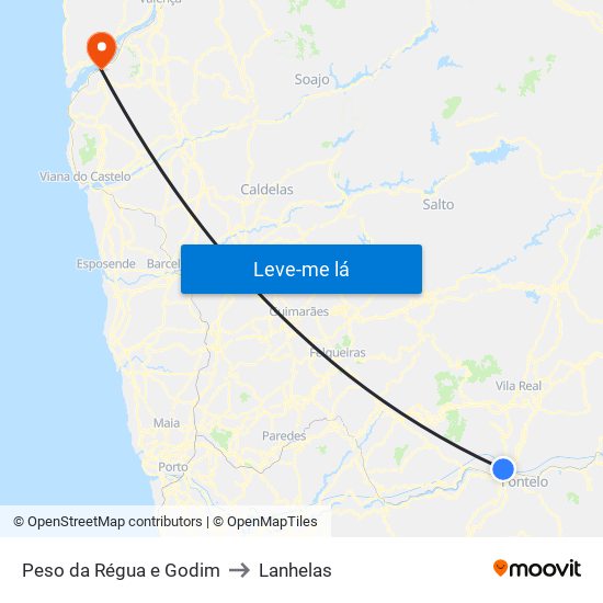 Peso da Régua e Godim to Lanhelas map