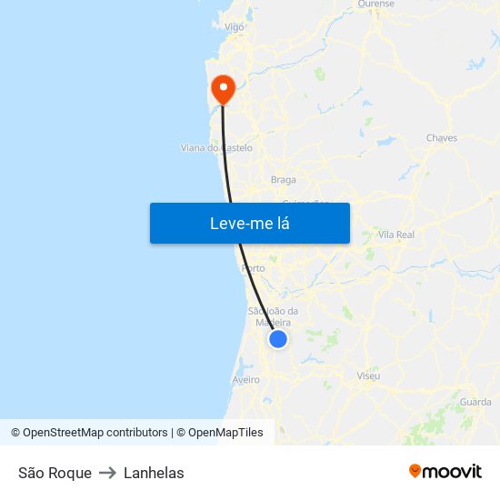 São Roque to Lanhelas map