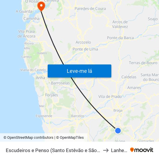 Escudeiros e Penso (Santo Estêvão e São Vicente) to Lanhelas map
