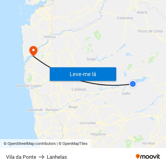 Vila da Ponte to Lanhelas map