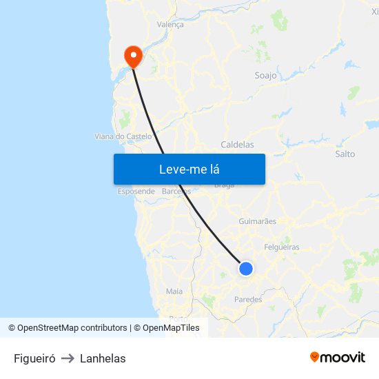 Figueiró to Lanhelas map