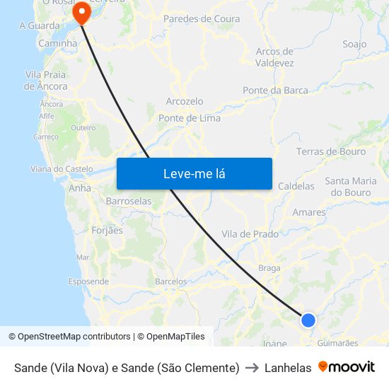 Sande (Vila Nova) e Sande (São Clemente) to Lanhelas map