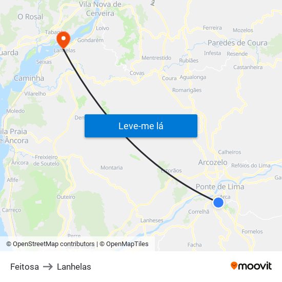 Feitosa to Lanhelas map