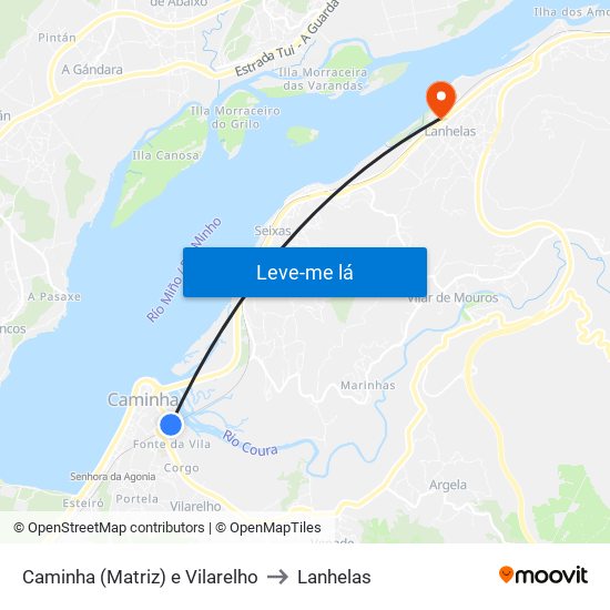 Caminha (Matriz) e Vilarelho to Lanhelas map