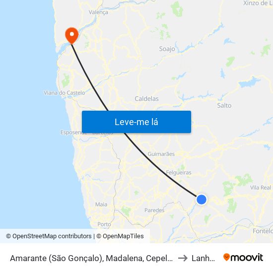 Amarante (São Gonçalo), Madalena, Cepelos e Gatão to Lanhelas map