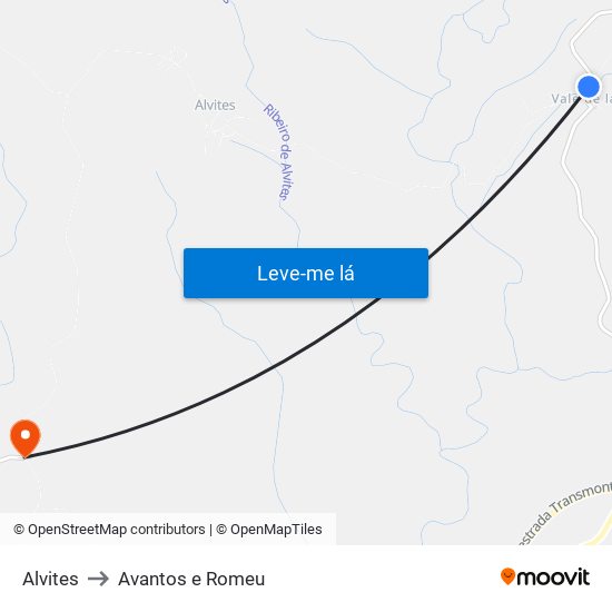 Alvites to Avantos e Romeu map