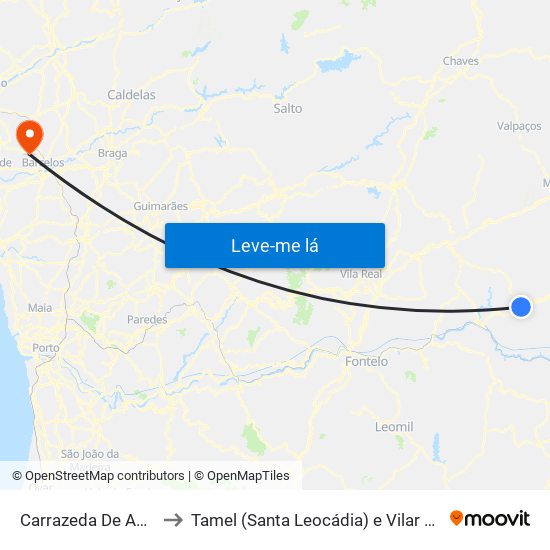 Carrazeda De Ansiães to Tamel (Santa Leocádia) e Vilar do Monte map
