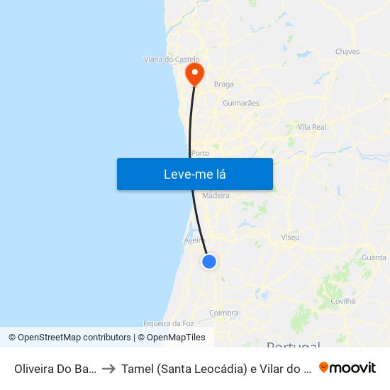 Oliveira Do Bairro to Tamel (Santa Leocádia) e Vilar do Monte map