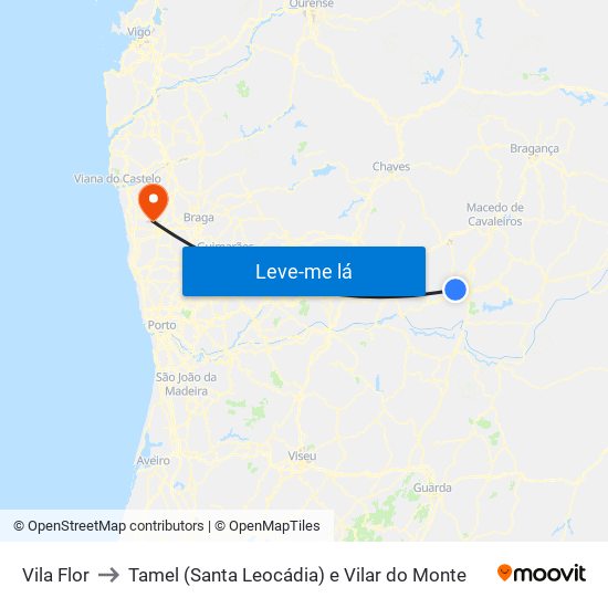 Vila Flor to Tamel (Santa Leocádia) e Vilar do Monte map