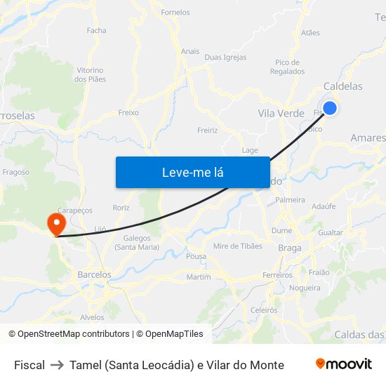 Fiscal to Tamel (Santa Leocádia) e Vilar do Monte map