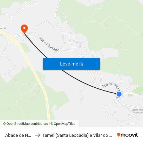 Abade de Neiva to Tamel (Santa Leocádia) e Vilar do Monte map