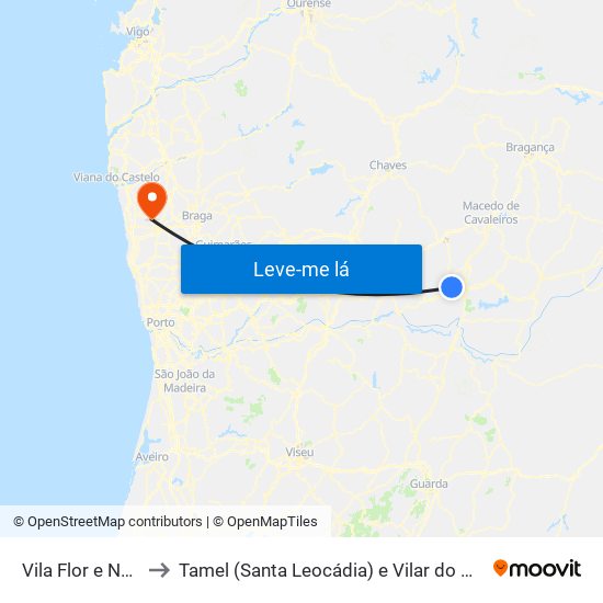 Vila Flor e Nabo to Tamel (Santa Leocádia) e Vilar do Monte map