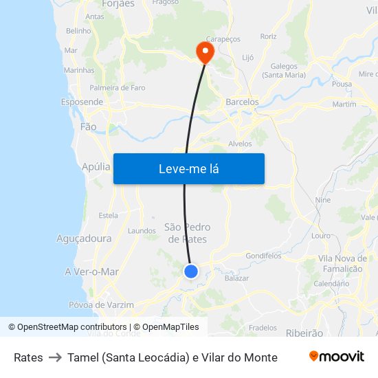 Rates to Tamel (Santa Leocádia) e Vilar do Monte map