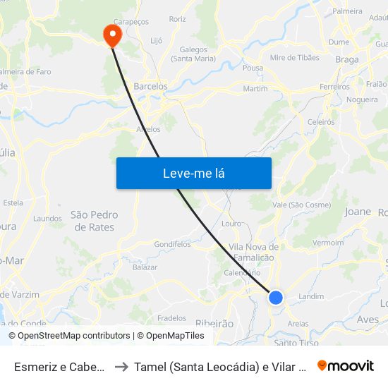 Esmeriz e Cabeçudos to Tamel (Santa Leocádia) e Vilar do Monte map