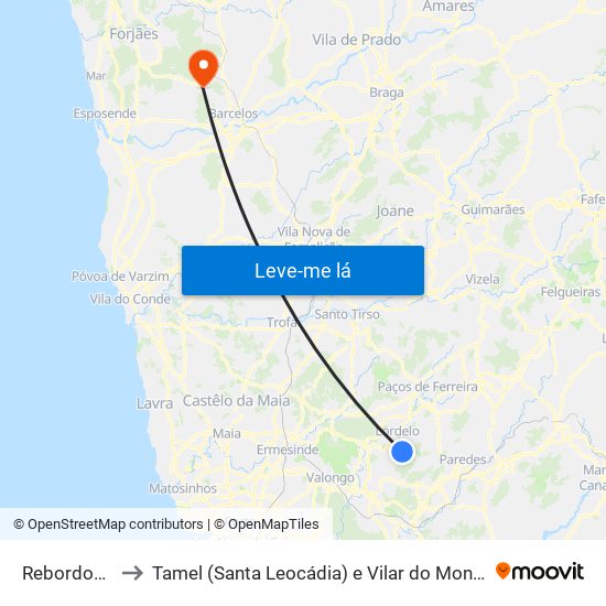 Rebordosa to Tamel (Santa Leocádia) e Vilar do Monte map