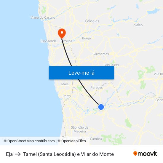 Eja to Tamel (Santa Leocádia) e Vilar do Monte map