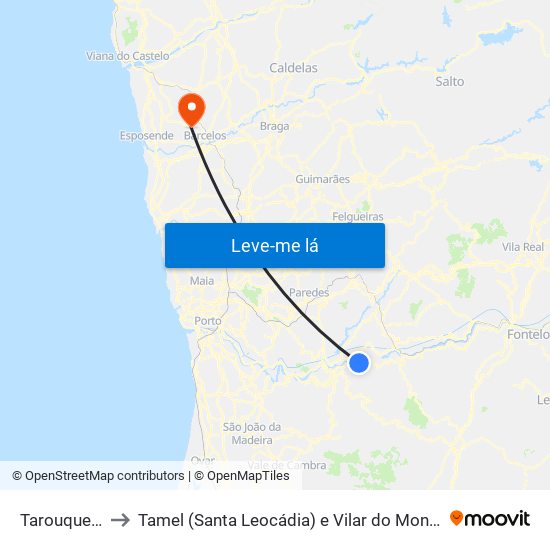 Tarouquela to Tamel (Santa Leocádia) e Vilar do Monte map