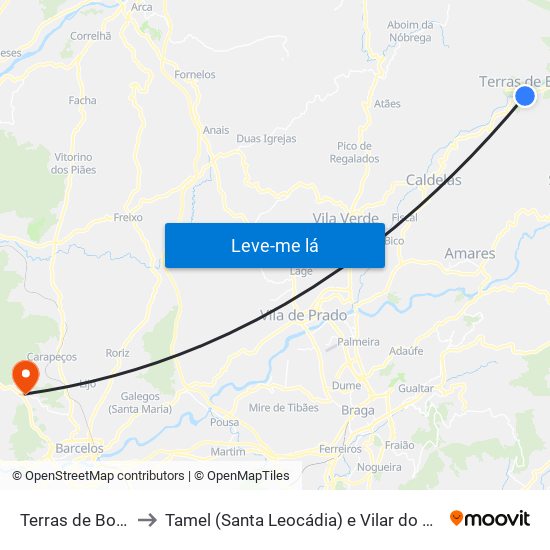 Terras de Bouro to Tamel (Santa Leocádia) e Vilar do Monte map