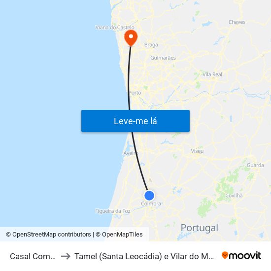 Casal Comba to Tamel (Santa Leocádia) e Vilar do Monte map