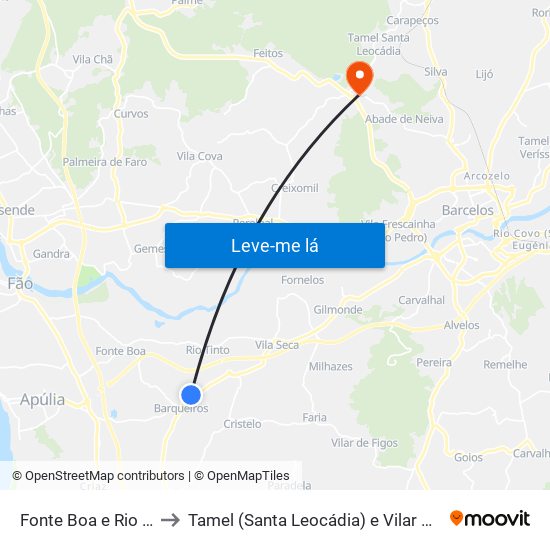 Fonte Boa e Rio Tinto to Tamel (Santa Leocádia) e Vilar do Monte map