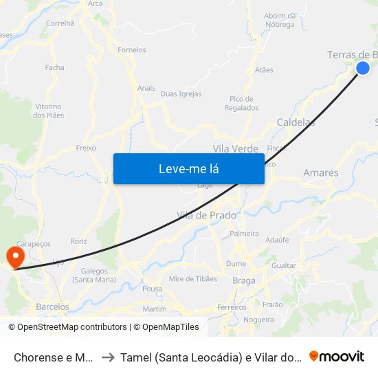 Chorense e Monte to Tamel (Santa Leocádia) e Vilar do Monte map