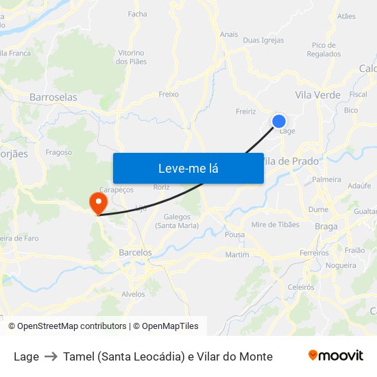 Lage to Tamel (Santa Leocádia) e Vilar do Monte map