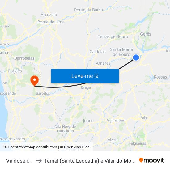 Valdosende to Tamel (Santa Leocádia) e Vilar do Monte map