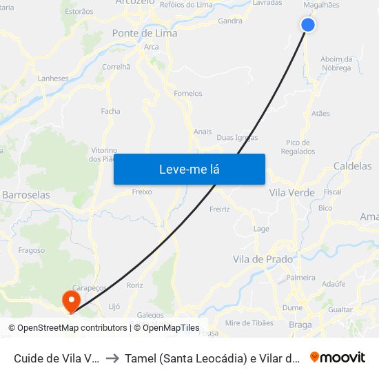 Cuide de Vila Verde to Tamel (Santa Leocádia) e Vilar do Monte map