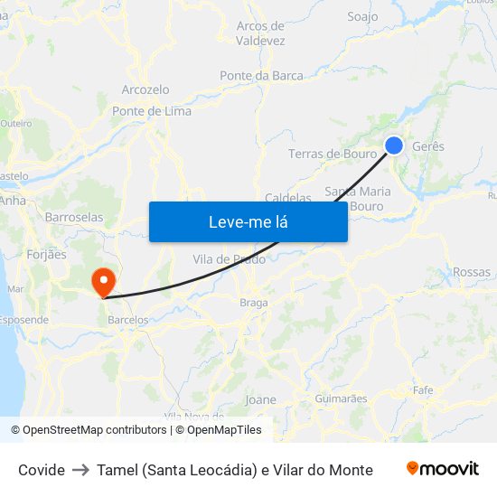 Covide to Tamel (Santa Leocádia) e Vilar do Monte map