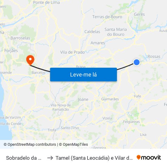 Sobradelo da Goma to Tamel (Santa Leocádia) e Vilar do Monte map