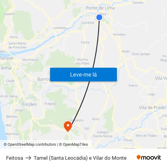 Feitosa to Tamel (Santa Leocádia) e Vilar do Monte map