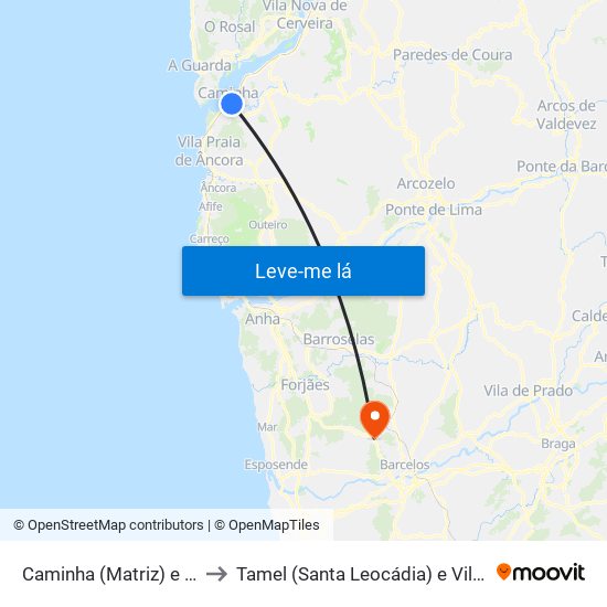 Caminha (Matriz) e Vilarelho to Tamel (Santa Leocádia) e Vilar do Monte map