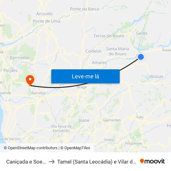 Caniçada e Soengas to Tamel (Santa Leocádia) e Vilar do Monte map