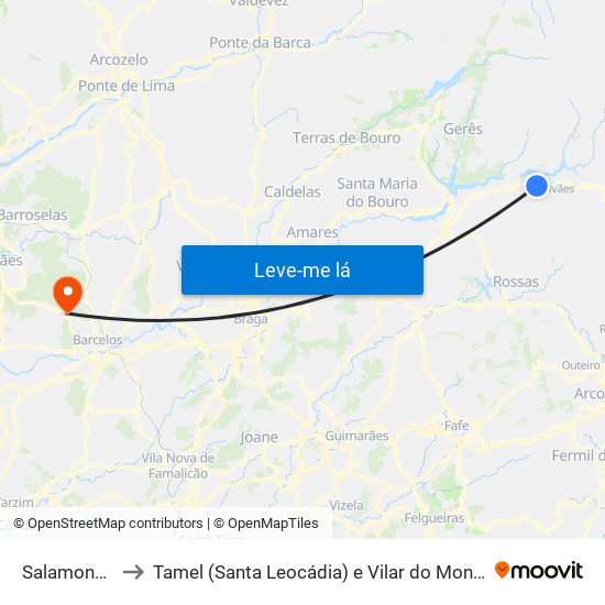 Salamonde to Tamel (Santa Leocádia) e Vilar do Monte map